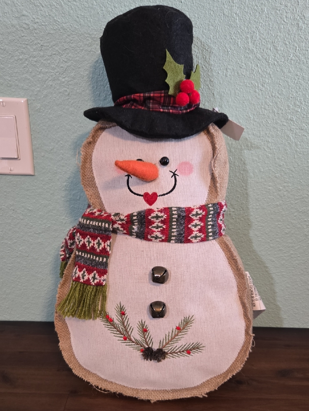 Hobby Lobby Black-Hat Snowman with Red-Green Scarf